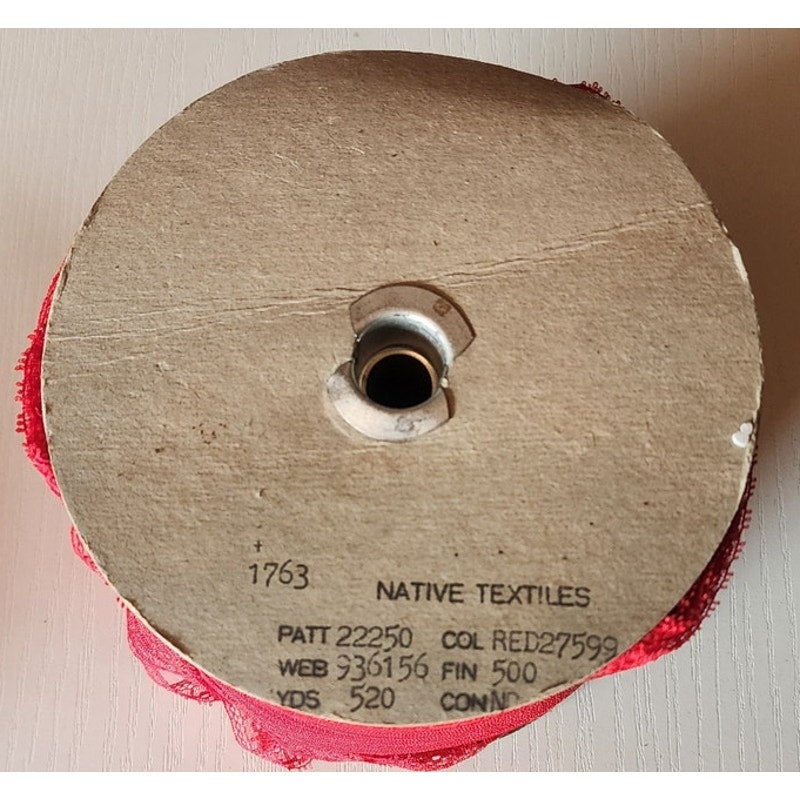 Vintage Wrights Native Textiles 1/2" Red Trimming Ribbon 520 Yd Roll PATT 22250