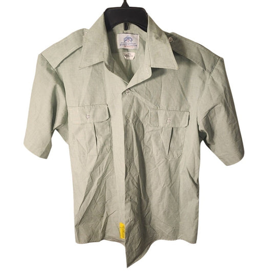 Garrison Collection By Davids Green Short Sleeve Button Up Shirt Size 17.5
