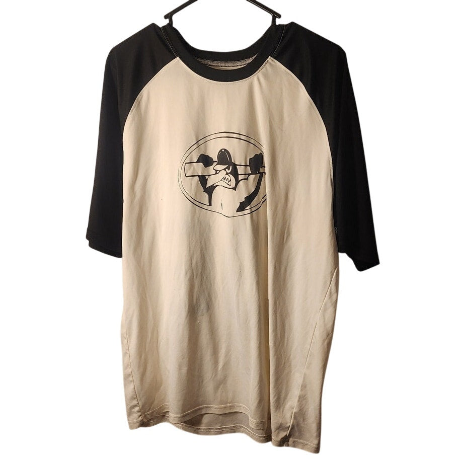 Badger Sport Fighting Penguins 36 Raglan Baseball Jersey Shirt White Black XL