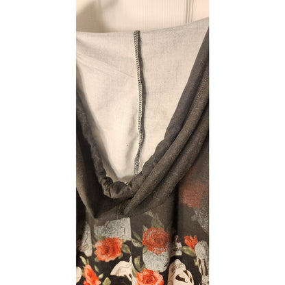 LuLaRoe Skull and Rose Floral Print Hoodie Pullover - Size Large
