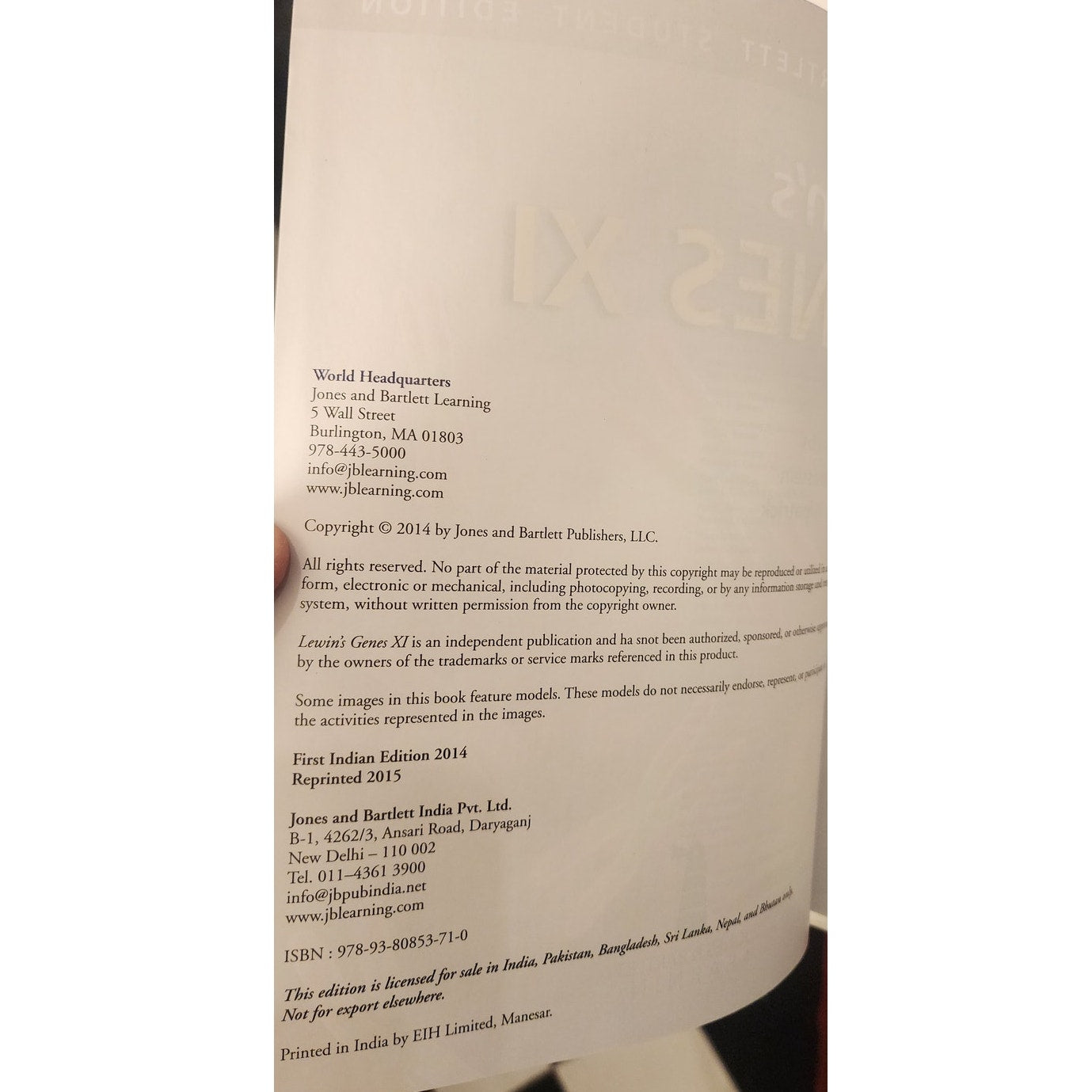 Lewin’s GENES XI – Molecular Biology Textbook – Good Condition
