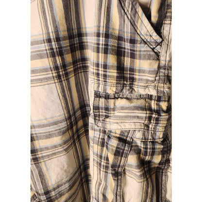 Arizona Jean Co Mens Size 38 Plaid Cargo Shorts Brown Tan Cream Plaid