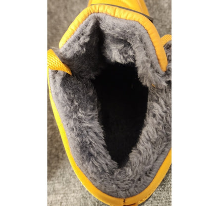 AZOOKEN Mens Size 11 EU 45 Yellow Fur Lined Winter Snow Boots Hiking Outdoor