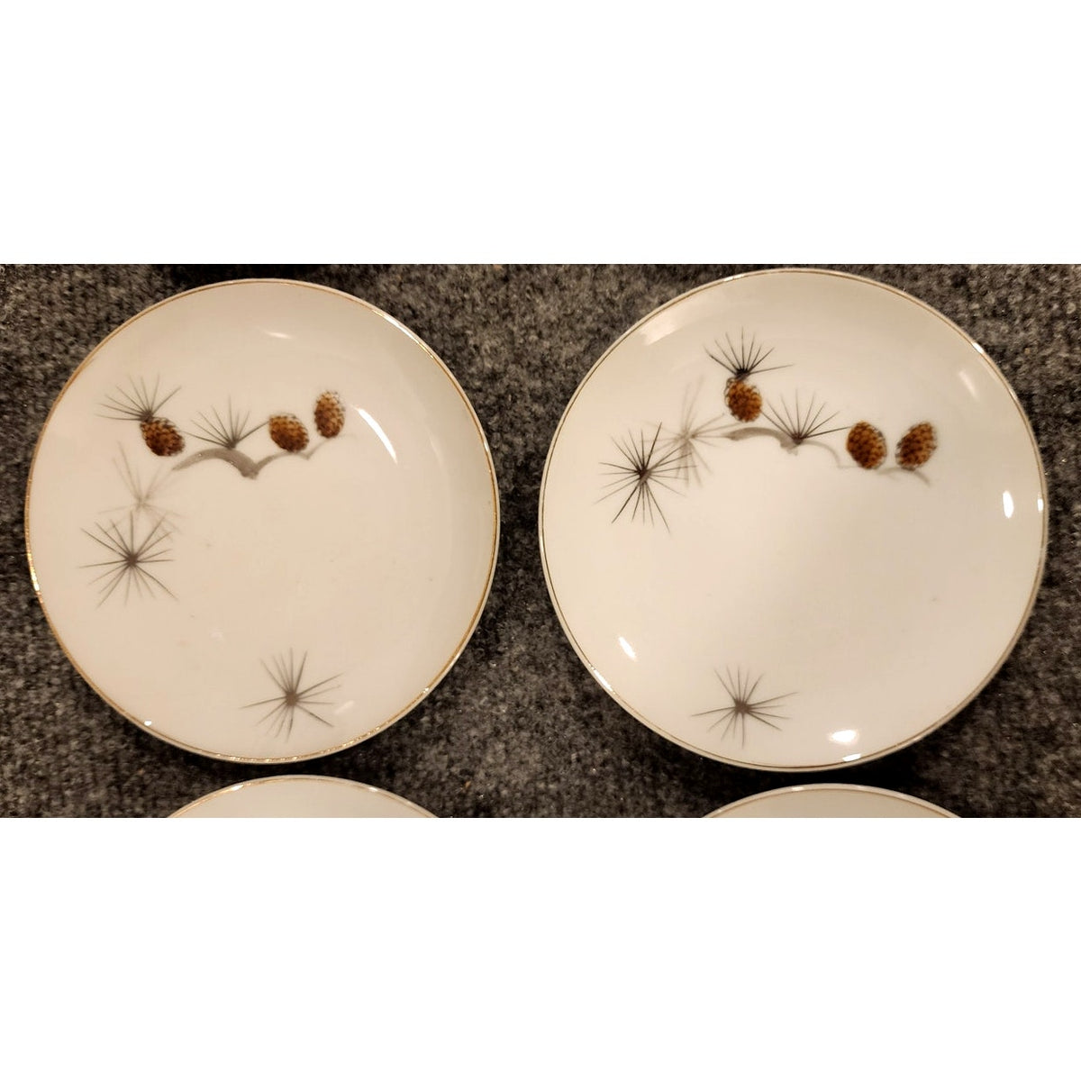 Vintage Japanese Pinecone Tea Set – Service for 4 + Cream & Sugar – Gold Trim