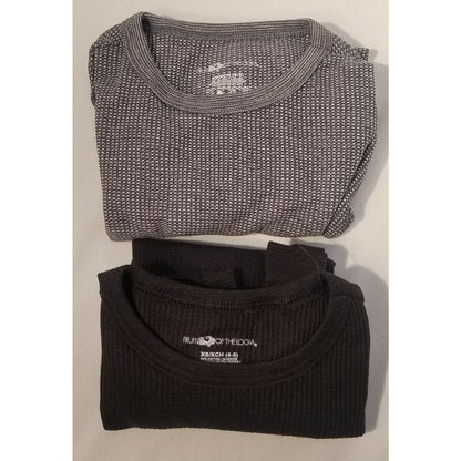 2 - Fruit Of The Loom Women/Girl - XS/XCH (4-5) - Waffle Crew Long Sleeve