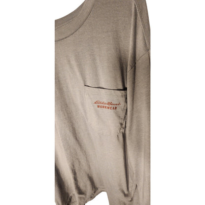 Eddie Bauer Workwear Mens XXL Long Sleeve Pocket T-Shirt Gray US Flag Graphic