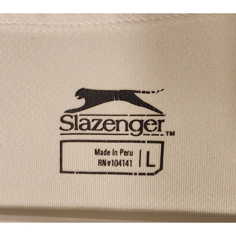 Slazenger Mens Golf Polo Shirt Size L White Lime Green Short Sleeve Performance