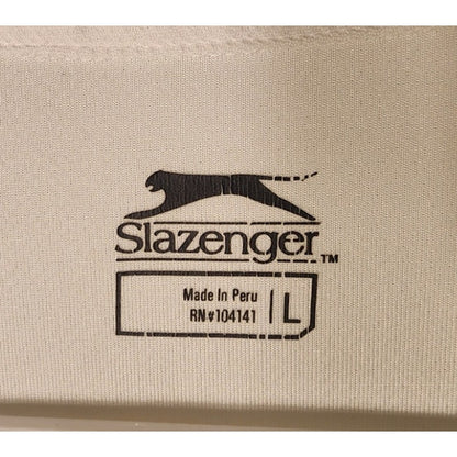 Slazenger Mens Golf Polo Shirt Size L White Lime Green Short Sleeve Performance