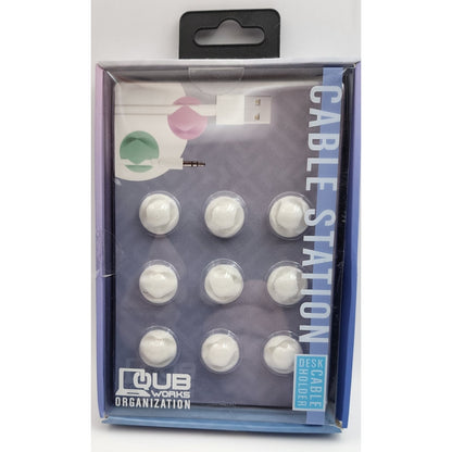 9 Pack of Cable Station Desk Cable Holders - QUB Works, White