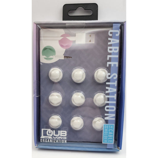 9 Pack of Cable Station Desk Cable Holders - QUB Works, White