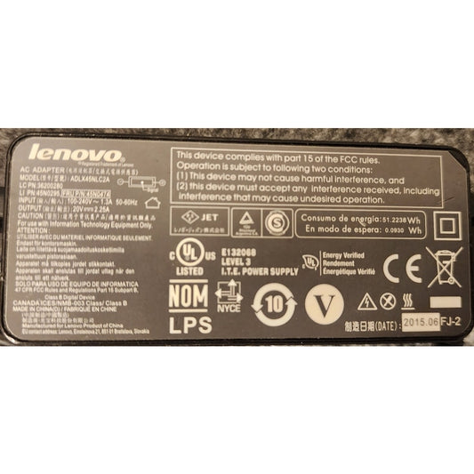 Lenovo 45W AC Adapter Power Supply Charger ADLX45NLC2A Slim Tip Genuine New