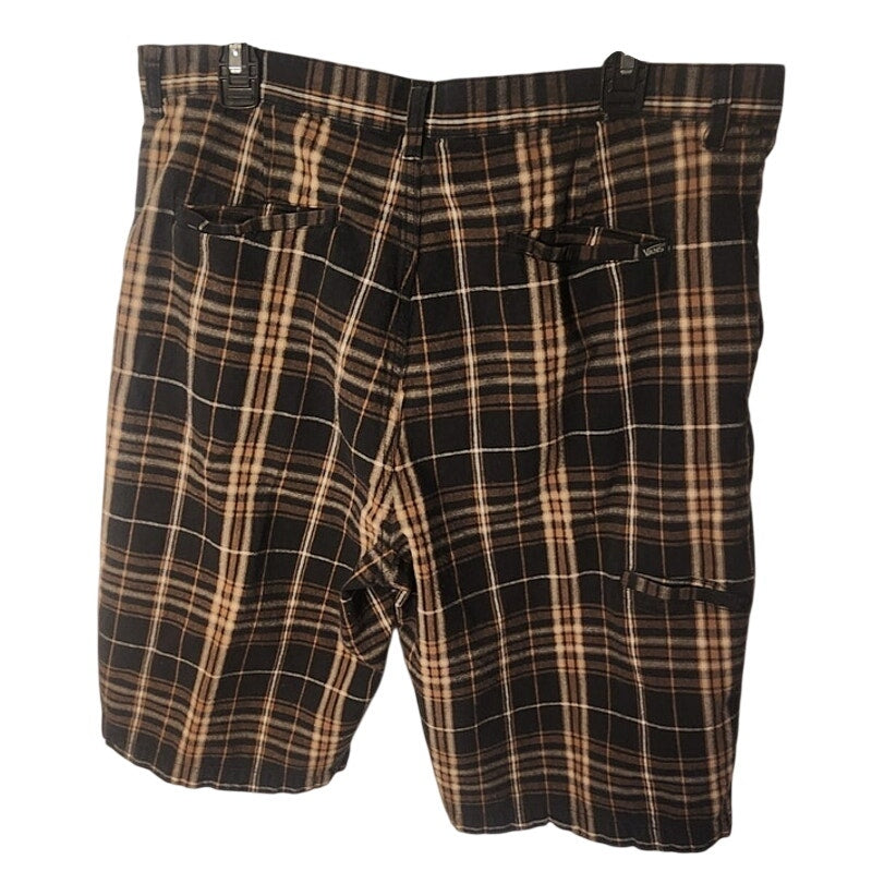 Vans Mens Plaid Shorts Size 36 Brown Tan Black Off The Wall Skater Walk Shorts
