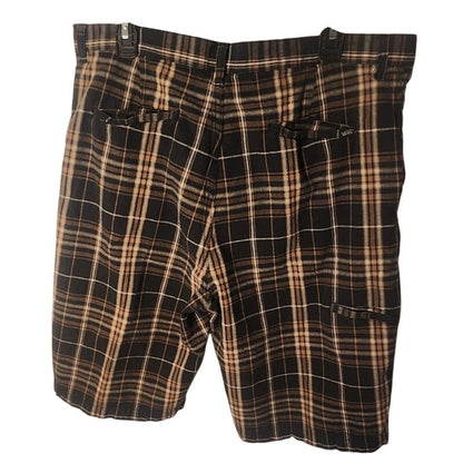 Vans Mens Plaid Shorts Size 36 Brown Tan Black Off The Wall Skater Walk Shorts