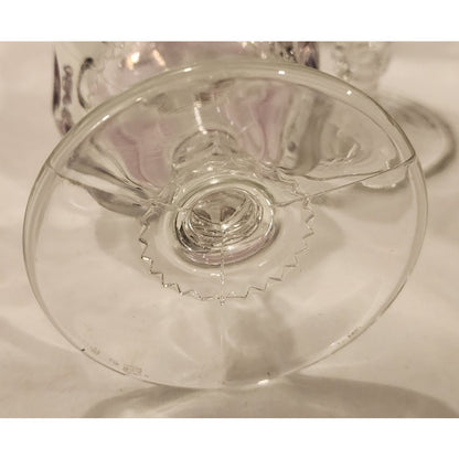 Vintage Indiana Glass Kings Crown Pale Cranberry Flash Thumbprint Goblets Pair