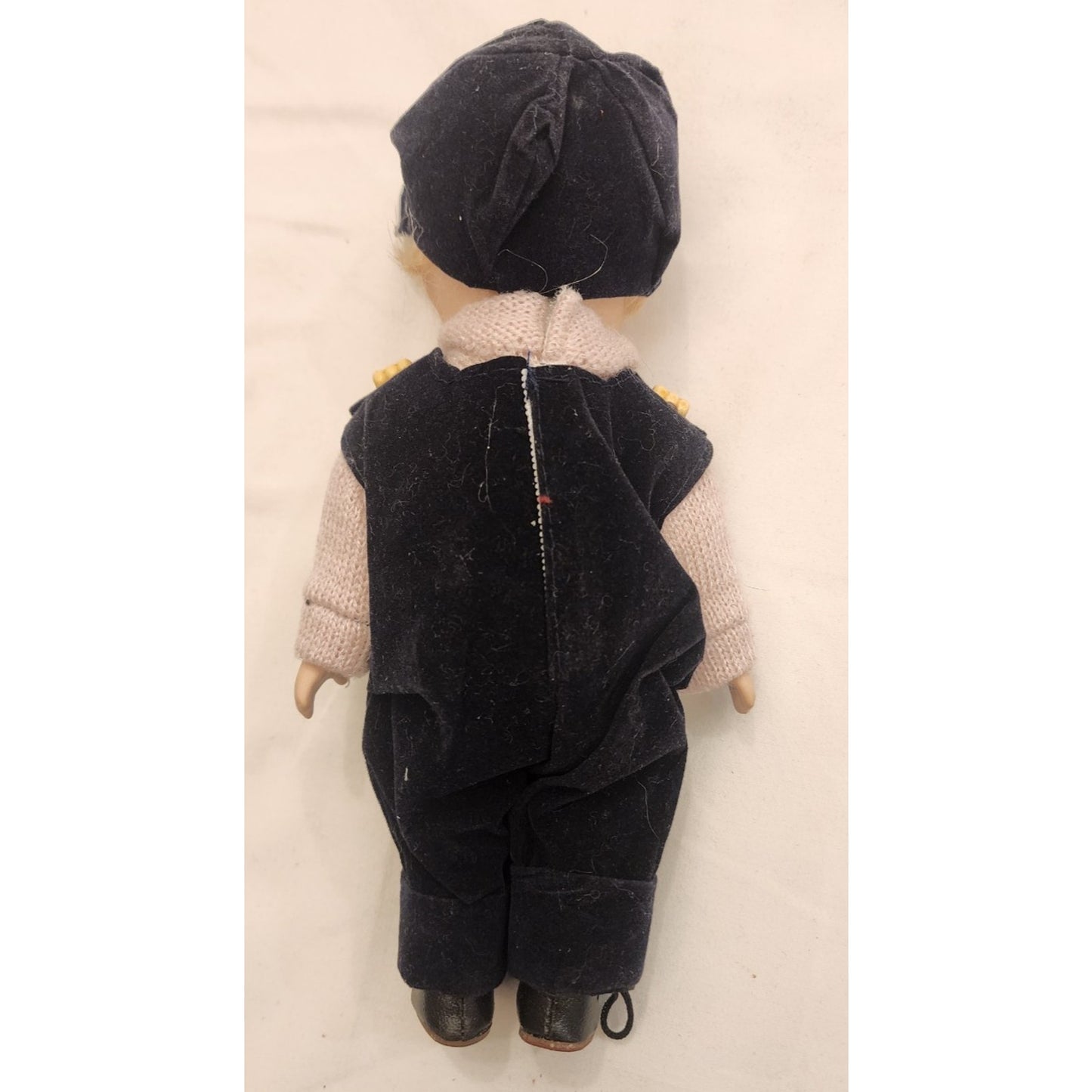 Vintage porcelain doll - 8.5" Inches Tall - Soft Body, Cute Outfit - Bad Eye