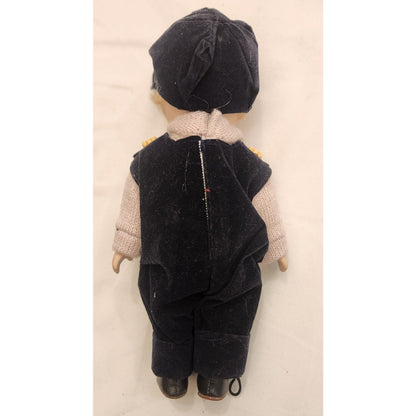 Vintage porcelain doll - 8.5" Inches Tall - Soft Body, Cute Outfit - Bad Eye