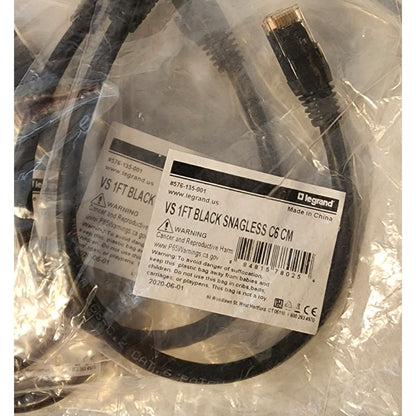 (LOT OF 10) legrand - VS 1Ft Black Snagless C6 CM Patch Cable - 576-135-001