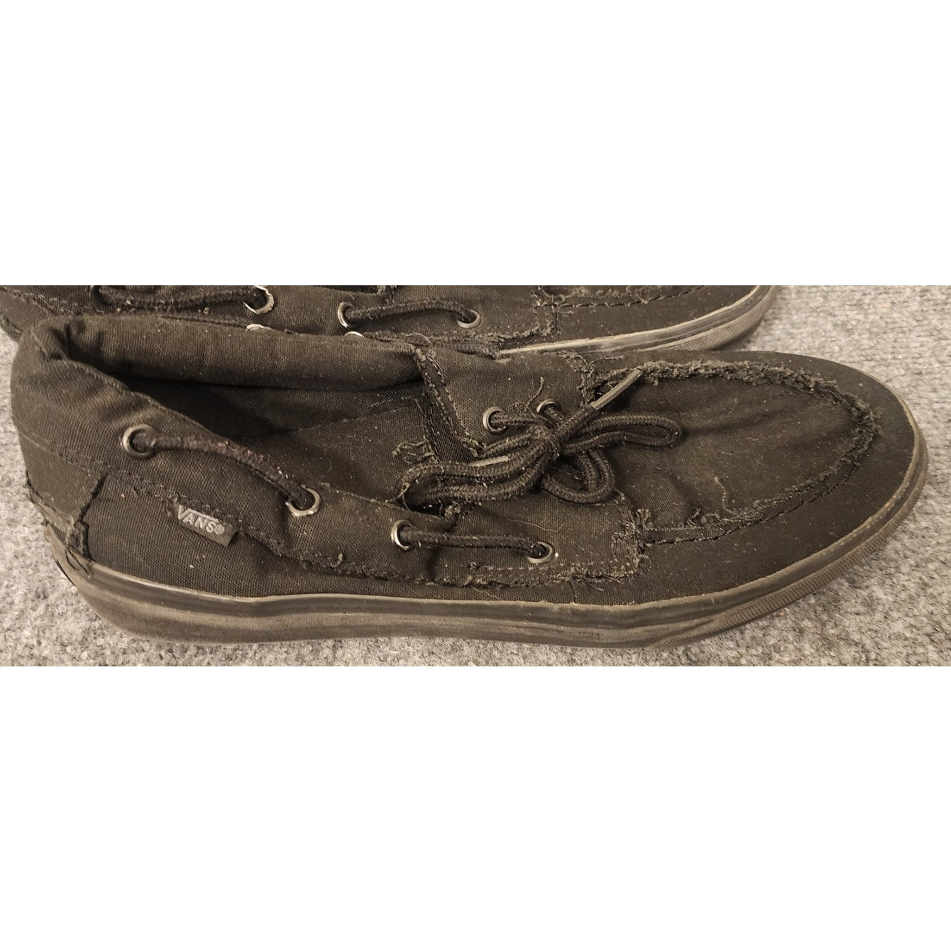 Vans Off The Wall Mens Size 11.5 Canvas Slip On Boat Shoes Black Rag Top