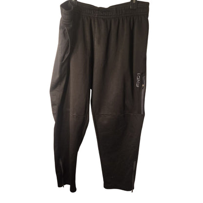 Mens Size 2XL Black Track Pants Windbreaker Athletic Warm Up Side Ankle Zip 2EG