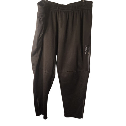 Mens Size 2XL Black Track Pants Windbreaker Athletic Warm Up Side Ankle Zip 2EG