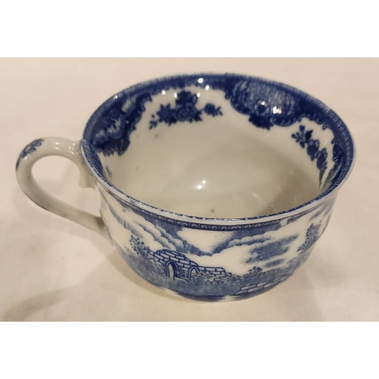 Flow Blue Cup Unmarked Vintage – No Crazing, Small Chip on bottom