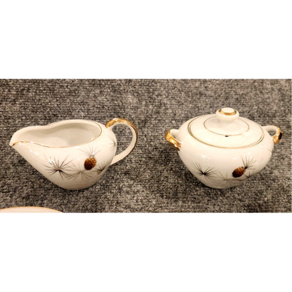 Vintage Japanese Pinecone Tea Set – Service for 4 + Cream & Sugar – Gold Trim