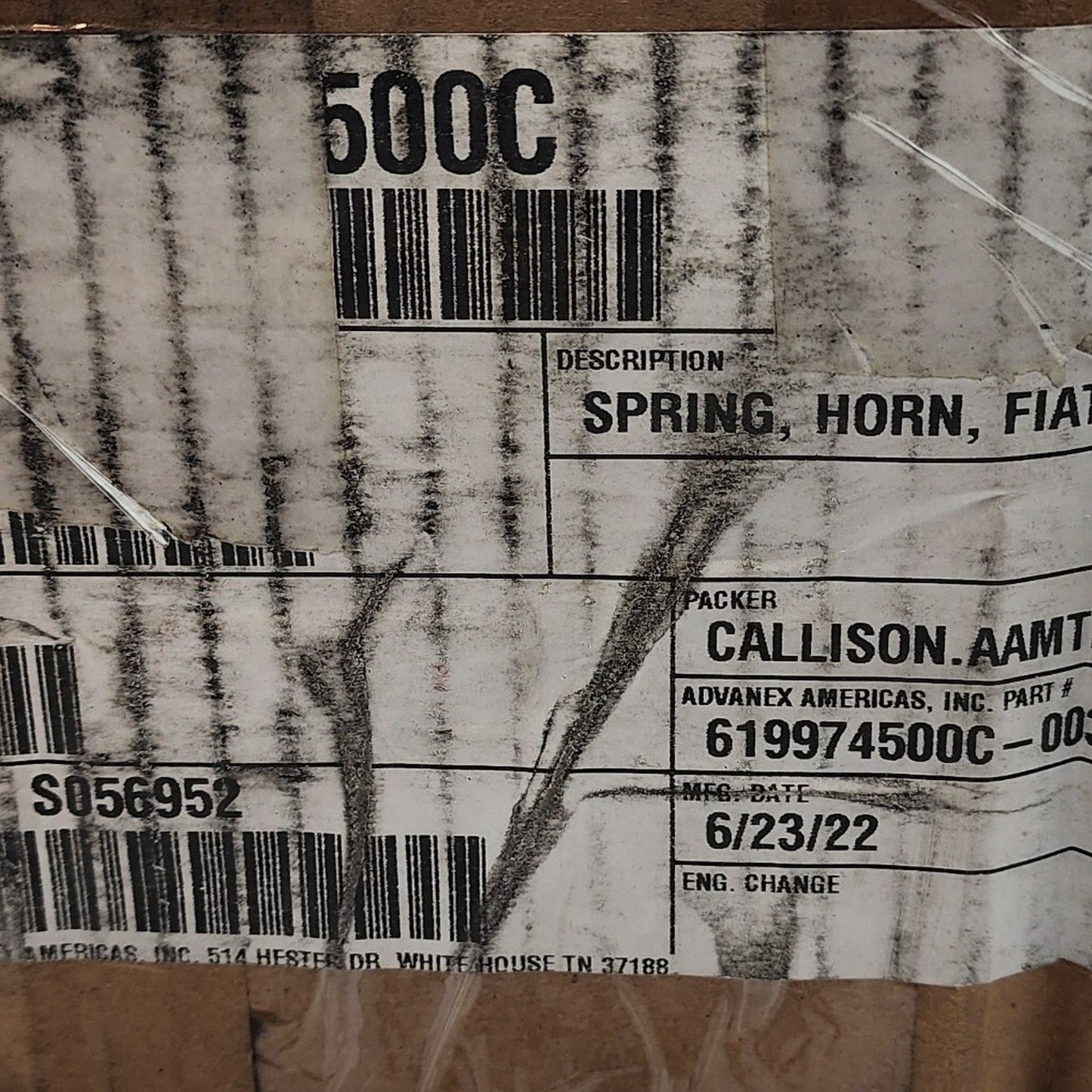Box of 1000 (may be short- Open Box) Spring, Horn, Fiat, 4500C - Genuine