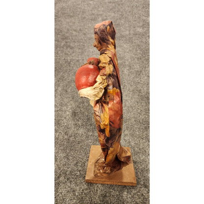 Vintage Handmade Mexican Folk Art Paper Mache Market Woman Broken Pot Figurine