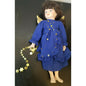 PORCELAIN COLLECTIBLE Angel Doll. Brunette, Blue eyes, dressed in Royal w/gold