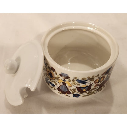 Vintage Villeroy & Boch Troubadour Lidded Sugar Bowl Folk Art Luxembourg