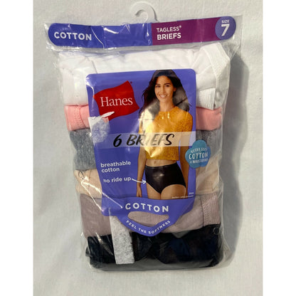 Hanes - Tagless, Breathable Cotton - Women's Brief Panties - 6-Pack - PP40BT