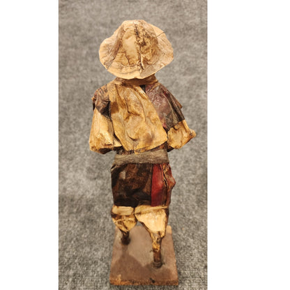 Vintage Handmade Mexican Folk Art Paper Mache Man Fruit Basket Figurine 12"
