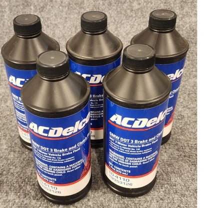 Lot of 5 ACDelco DOT 3 Brake Clutch Fluid 19353126 10-4110 Sealed 1 Pint Each