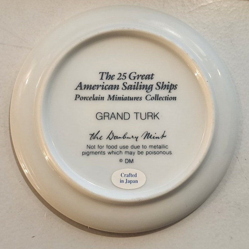 Danbury Mint Great American Sailing Ships Miniature Plate GRAND TURK Japan