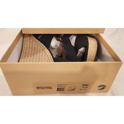 Michael Kors Damita Black Canvas Wedge Sandals Women's 10M Original Box