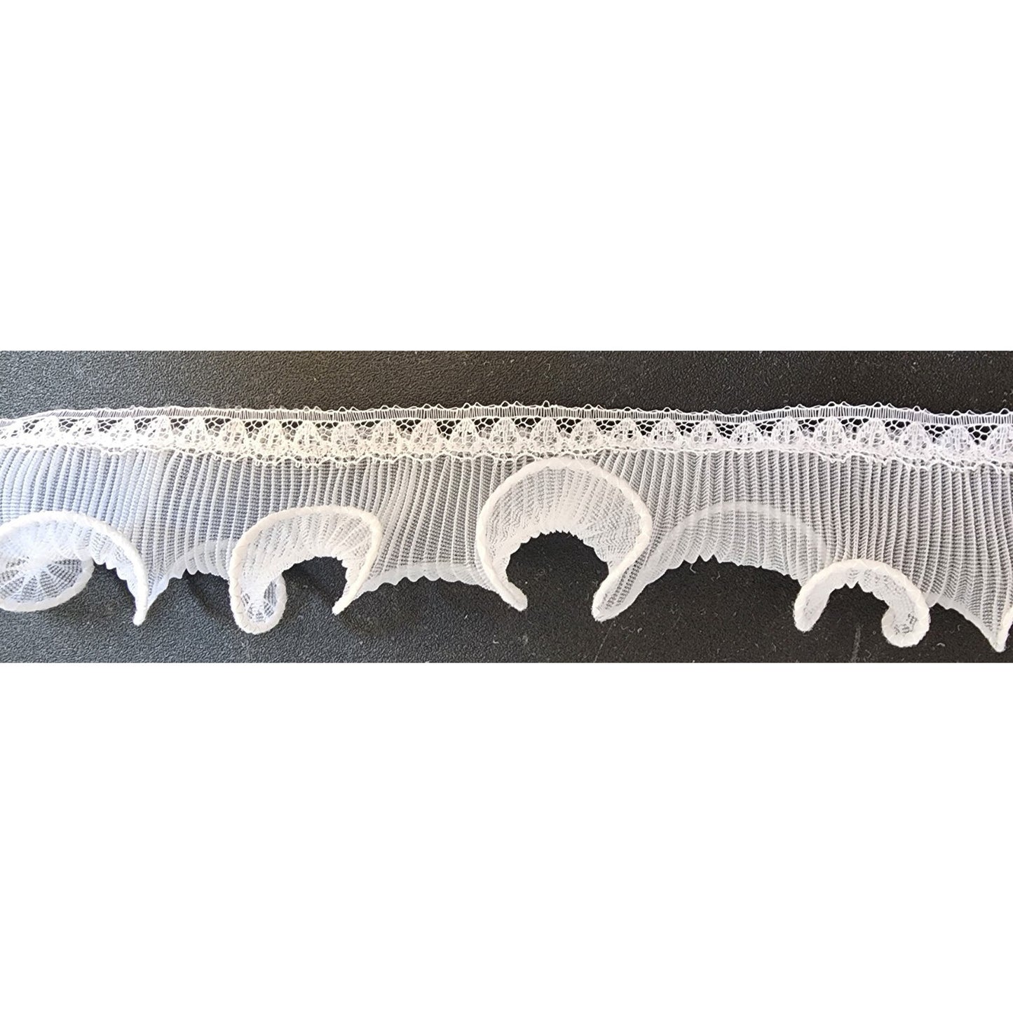 1-3/4 inch wide - ruffled Lace Trim - White on White - 12 Yards(See Description)