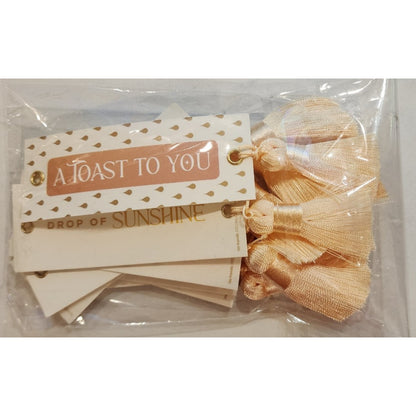 Pk of 10 - "A TOAST TO YOU" - "DROP OF SUNSHINE" - BOOKMARKS WITH TASSEL