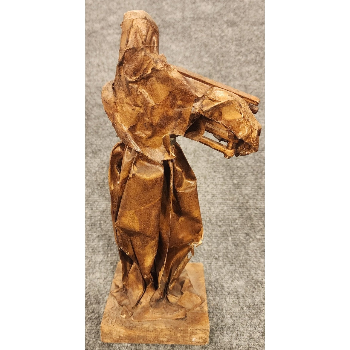 Vintage Handmade Mexican Folk Art Paper Mache Market Woman Crate Figurine 10"
