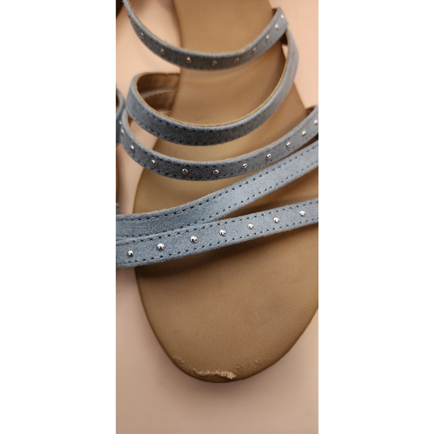 So - Light Blue Strapped Open Toe Sandle Shoe w/studs - Size 9 - See Pics
