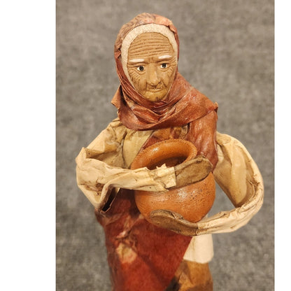 Vintage Handmade Mexican Folk Art Paper Mache Woman Pottery Jug Figurine 12"