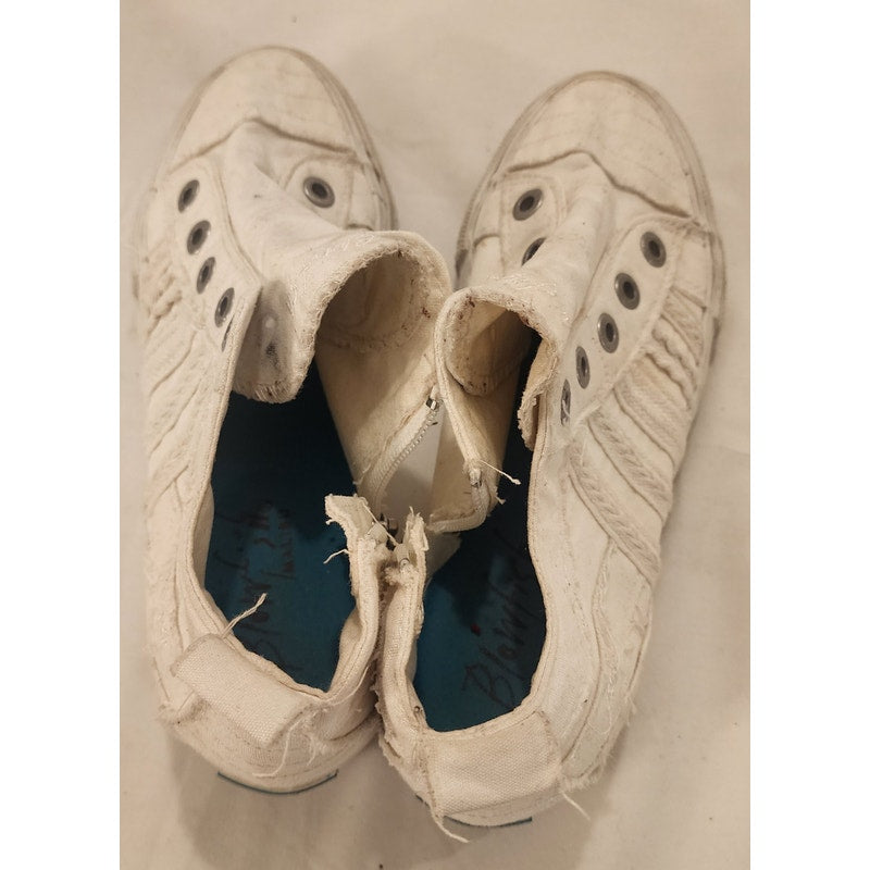 Blowfish Malibu Play White Canvas Slip‑On Sneakers Women’s Size 9