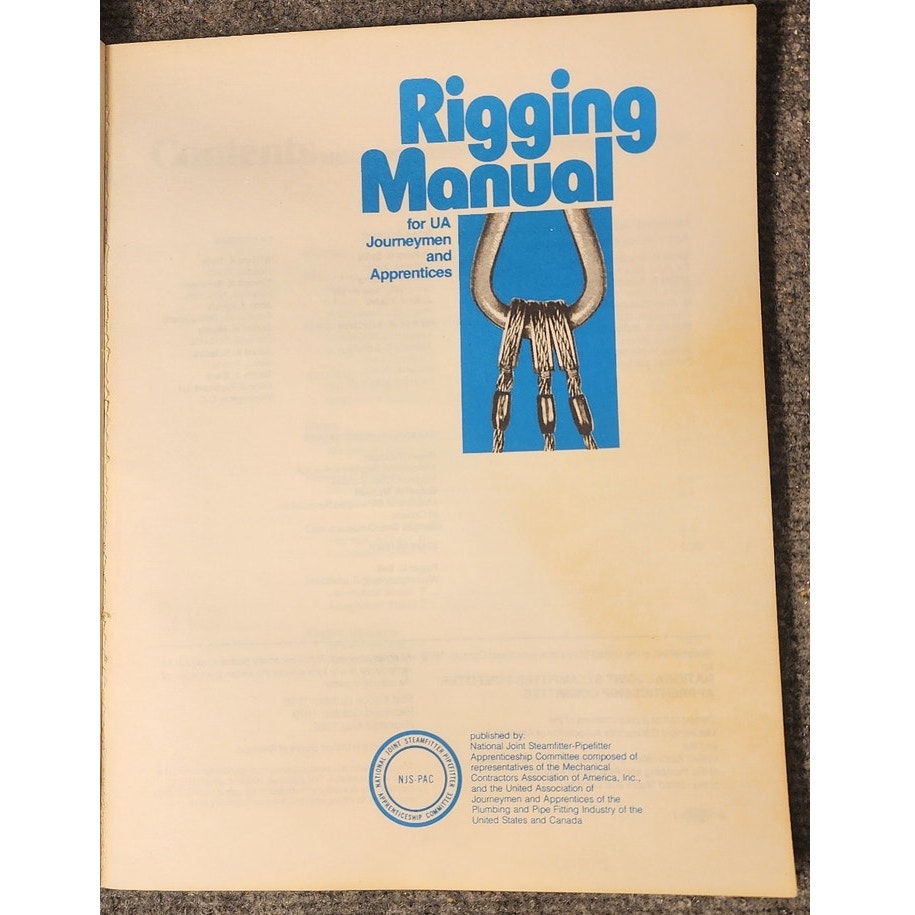 UA NJS-PAC Rigging Manual Steamfitter Pipefitter Journeymen 1986 Technical Book