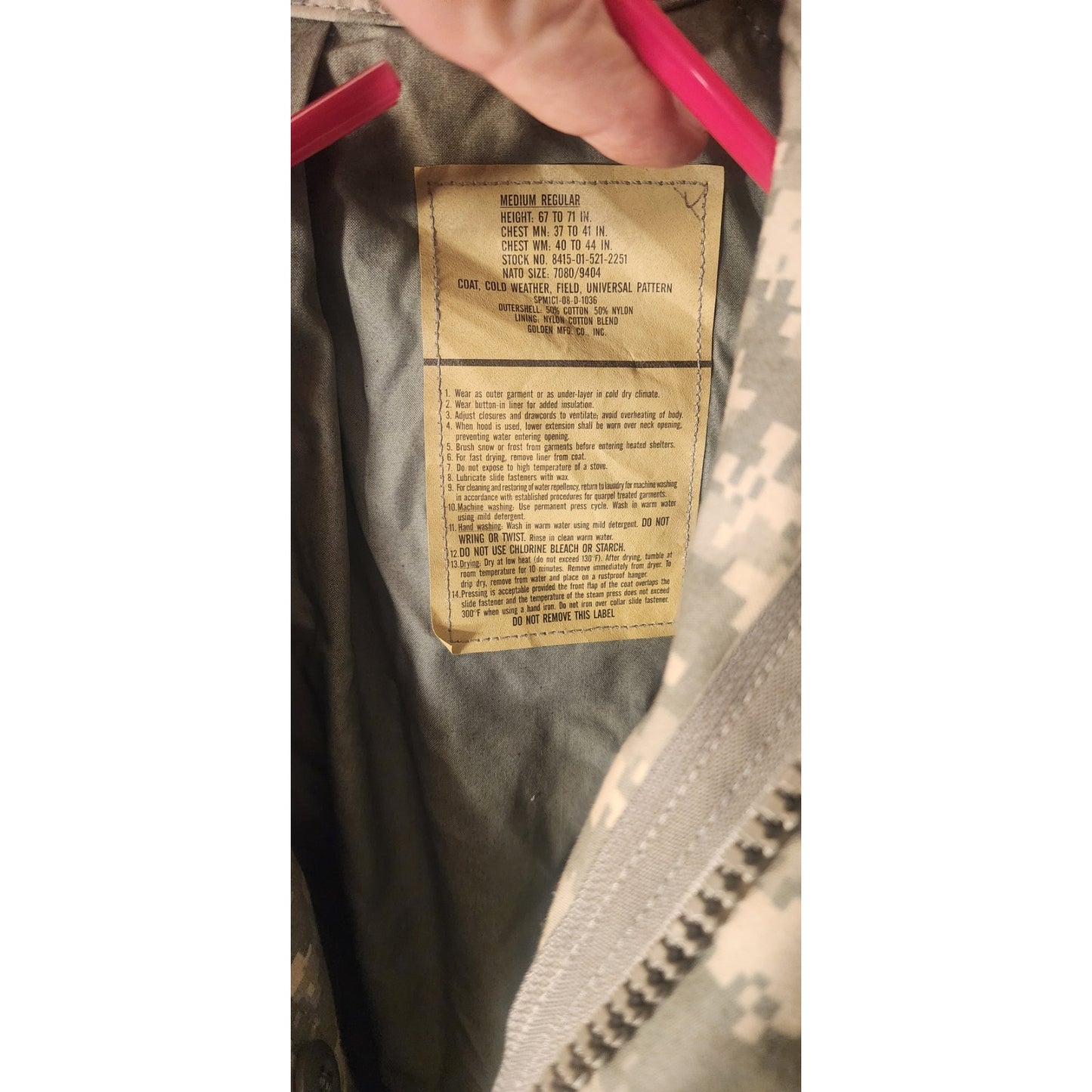 US Army Cold Weather Field Coat UCP – Medium Regular – Insulated