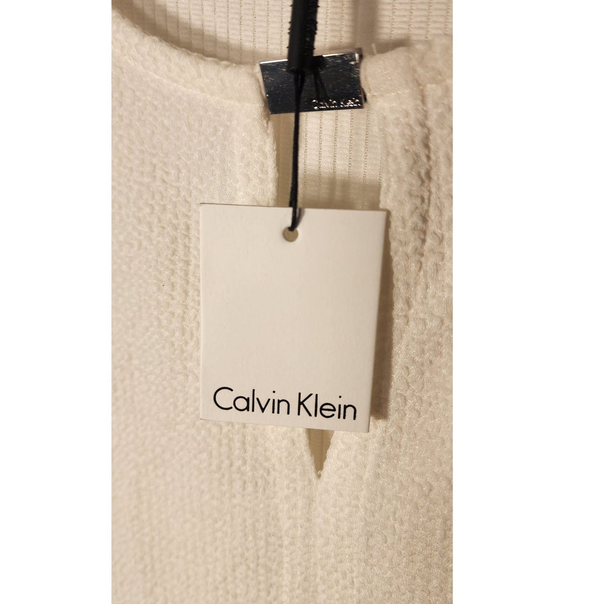 Calvin Klein Women Large White Ribbed Knit Sleeveless Top Shirt NWT