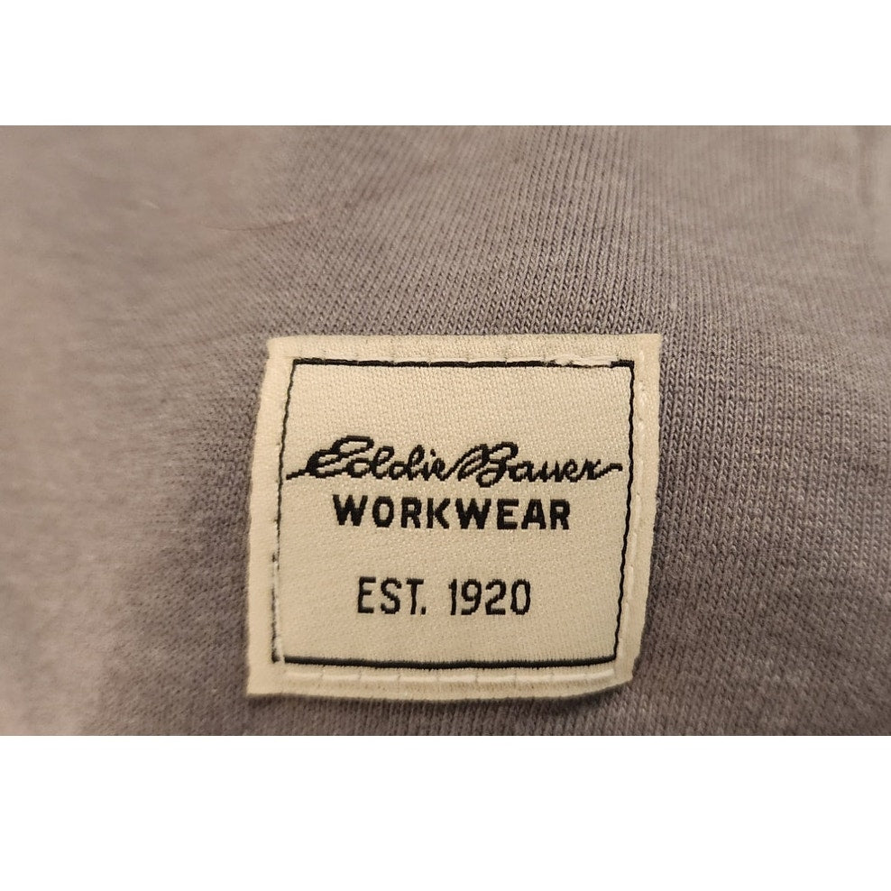 Eddie Bauer Workwear Mens XXL Long Sleeve Pocket T-Shirt Gray US Flag Graphic