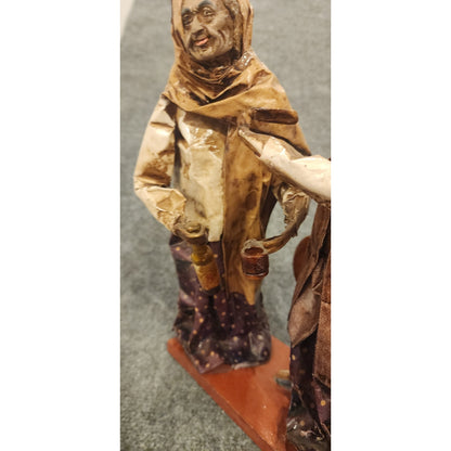 Vintage Handmade Mexican Folk Art Paper Mache Double Figurine Wiggle 13"