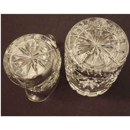 Vintage Clear Glass Crystal Creamer and Sugar Bowl Set with Lid Hand Blown 2 Pc