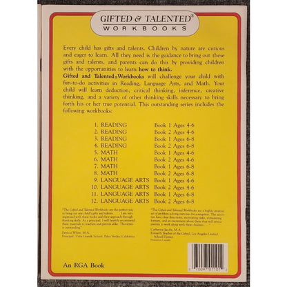 Gifted & Talented Workbook Set Ages 6-8 Math 1 & 2 Reading 1 Language Arts 2