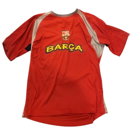 FC Barcelona Barca Ronaldinho 10 Soccer Jersey Shirt Red Orange Mens Size Large
