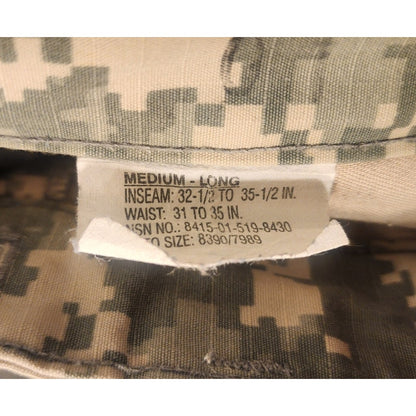 US Army ACU Pants Medium‑Long – UCP Digital Camo – Good Condition